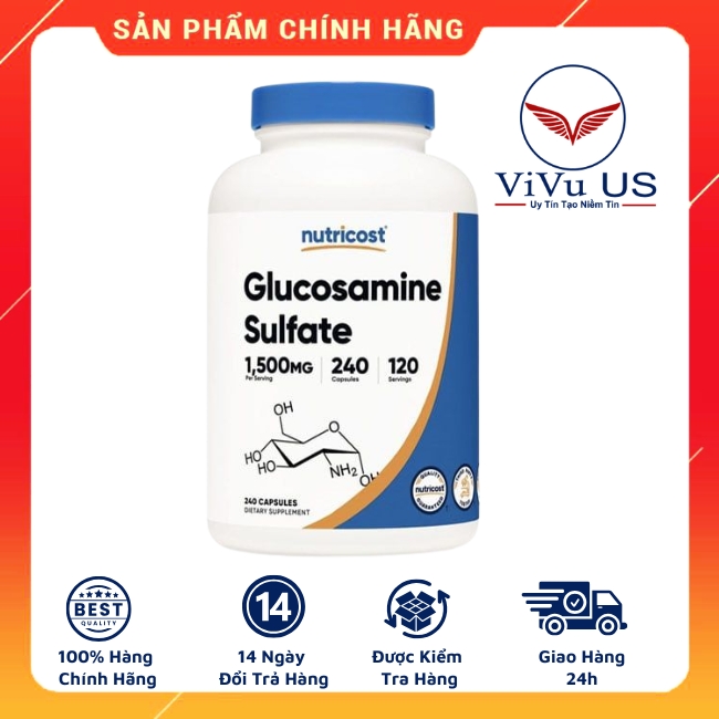 Viên uống Nutricost Glucosamine Sulfate 1500mg