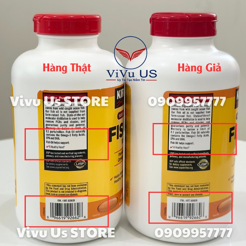 Phân Biệt Hàng Thật Giả Viên Uống Dầu Cá Fish Oil Kirkland 1000mg 400v